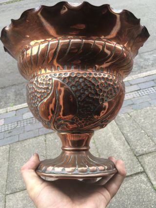 Large Arts And Crafts Copper Footed Jardiniere Or Planter