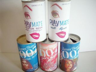 James Bond 007 Paper Label Beer Cans,  Playmate