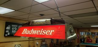 Vintage Budweiser Beer Sign Light Bar Pool Table Room Decor Collectible 40 " Long