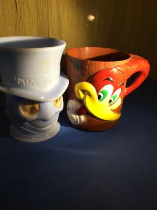 Vintage Woody Woodpecker & Jiminy Cricket Character Cup Cereal Premiums