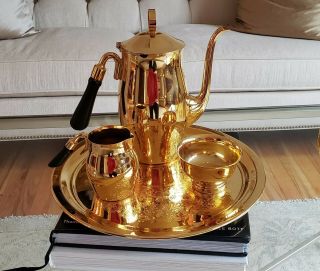Mid Century Modern Gold Plated Coffee/tea Set By Sss,  Hawthorne,  Nj