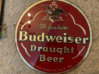 Vintage Budweiser Beer Sign Glass Anheuser - Busch,  Inc