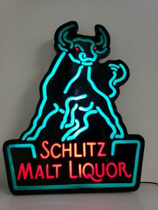 Vintage Schlitz Malt Liquor Bull Lighted Beer Sign