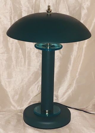 Vintage 18” Mcm Atomic Ufo Flying Saucer Desk Lamp Table Lamp Dark Green