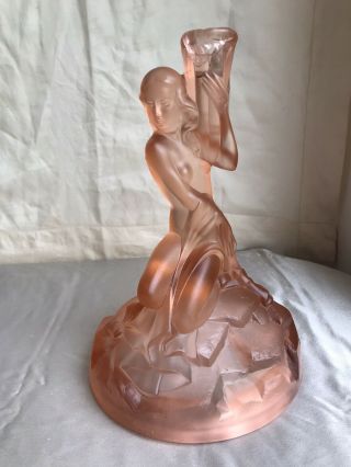 Art Deco Walther & Sohne Pink Nude Glass Lady Lamp Base / Candlestick