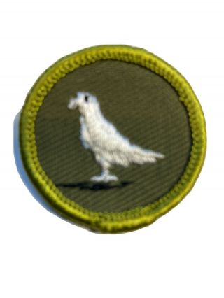 Pigeon Farming Merit Badge 1961 - 68 Type F Khaki Rolled Edge Bsa