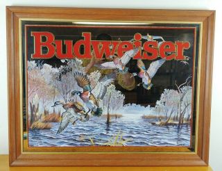 Rare 1997 Large Budweiser Beer Mirror Ducks Wildlife 35 3/4 X 28”