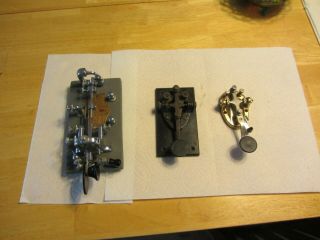 Vintage Ham - - - Telegraph Keys Set Of 3 - - - Vibroplex,  J - 37 And Japanese