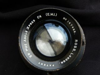 Vintage Lens.  Ross London 5in Wide Angle X Pres F.  4 (e.  M.  I) Air Ministry Ww2