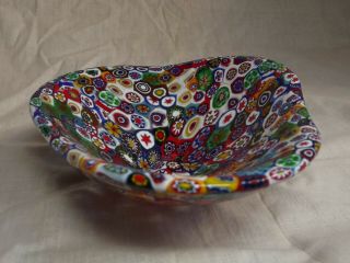Vtg Mid C Murano Art Glass Fratelli Toso Millefiori Mosaic Organic Form Dish