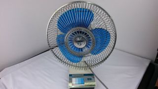 Vintage Dayton Blue Blade Oscillating Fan 12 " - & - Cleaned