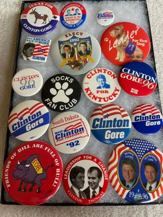 17 Bill Clinton Al Gore Presidential Political Campaign Buttons Pinback C7