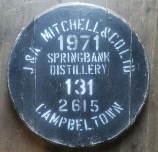 Springbank Distillery,  Single Malt Whisky Barrel Lid Cask End,  Ready To Hang,