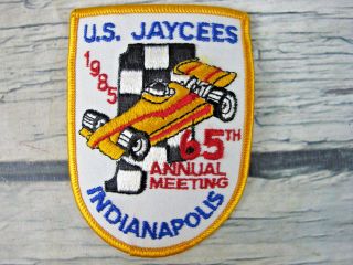 U.  S.  Jaycees 65th Annual 1985 Indianapolis Embroidered Shield Patch Race Car
