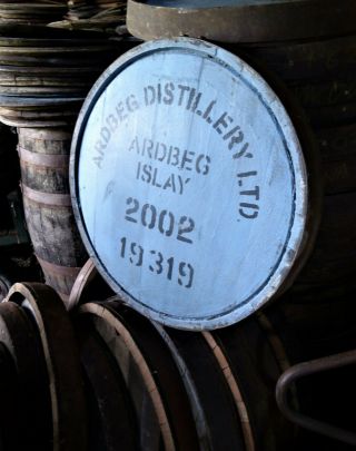 2002 Ardbeg Islay Whisky Barrel Lid End 23 " W End Hoop Ready To Hang