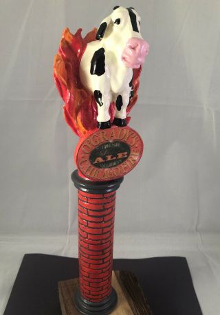 Beer Tap O’grady’s Chicago Fire Beer Tap Handle Rare Figural Cow Tap Handle