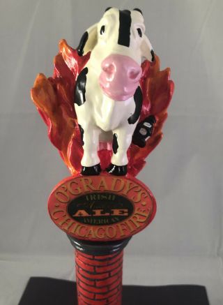 Beer Tap O’Grady’s Chicago Fire Beer Tap Handle Rare Figural Cow Tap Handle 2