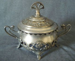 Vintage Art Nouveau Wmf Silver Plated Sugar Bowl Without Glass