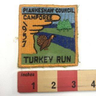 Vtg 1957 Piankeshaw Council Camporee Turkey Run Bsa Boy Scouts Twill Patch S05r