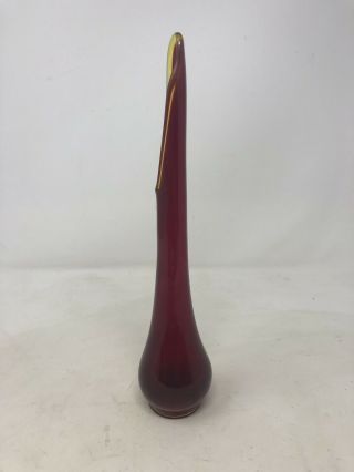 Vintage Mid Century Modern Art Glass Swung Red Vase 11 Inches MCM 2