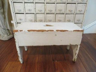 The Best Old Vintage Little Wood Stool Bench Chippy White Paint Patina
