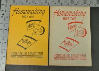 Vtg 1950s Kansas City Missouri Public School Homemaking Department Books 1 & 2