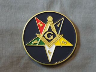 Masonic 3 " Car Emblem Master Mason Square Compass Metal Freemason