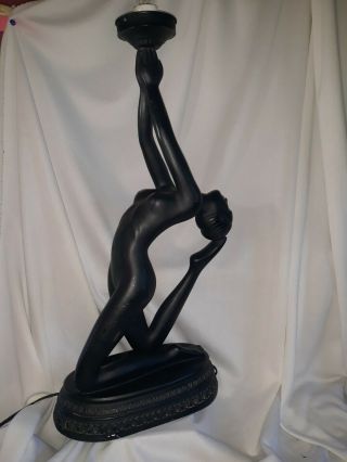Art Deco Styled 30 " Nude Woman Black Table Lamp