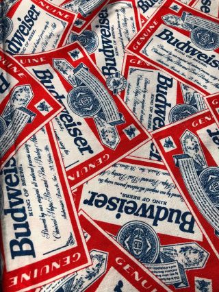 Anheuser Busch Budweiser Cotton Beer Vintage Fabric Yard 40 X 60 In Nos Yardage