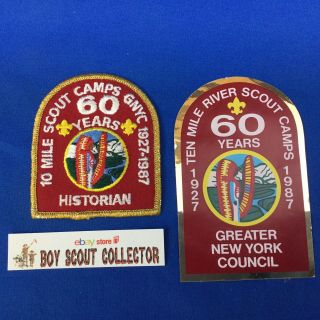 Boy Scout 1987 Ten Mile River Scout Camps 60 Years Historian Patch & Decal