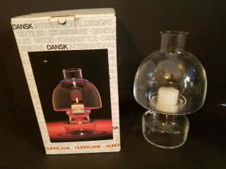 Vintage Dansk Glass Candle Hurricane Lamp Lantern 9 - 1/2 " Tall