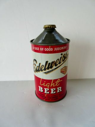 Schoenhofen Edelweiss Light Beer Quart Cone Top Can Case Chicago Sweet