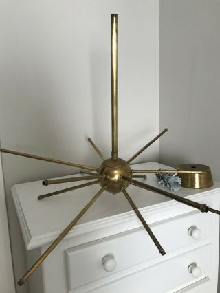Vintage Mid - Century Sputnik Chandelier Light Brass