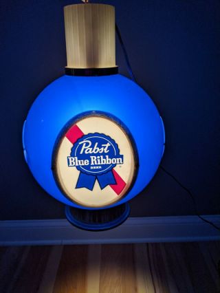 Vintage Pabst Blue Ribbon Pbr Hanging Beer Light Sign