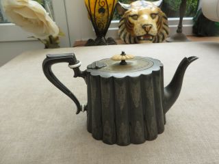 J & Co Art Deco Quality Unusual Shape Teapot With Engraved Decoration Ornate