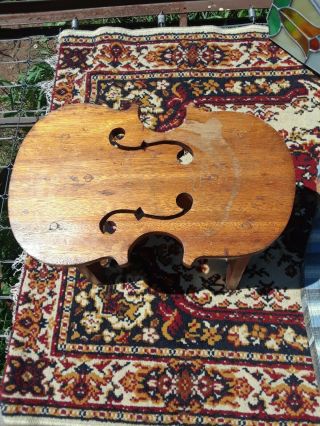 Antique Arts And Crafts Mission Style Violin Shaped Wooden Step Foot Stool