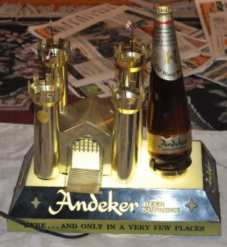 Andeker Beer Advertising Sign Castle 1950s 60s Vtg Light