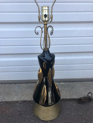 Vintage Mid Century Modern Table Lamp Black And Gold Unique