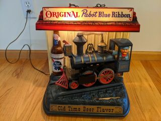 Pabst Blue Ribbon Pbr Beer Lighted Motion Train Sign 1961