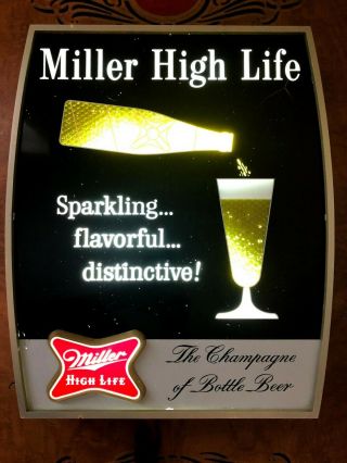 Vintage Miller High Life Beer Lighted Pouring Motion Sign Breweriana Advertising
