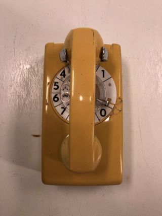Vintage Western Electric 554 Bmp Rotary Wall Phone Telephone Mustard Yellow Gold