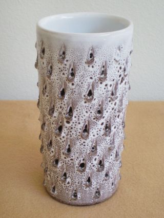 Vintage Mid Century Modern Italian Hand Made Brutallist Ceramic Vase Lava Glaze