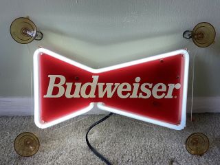 Vintage 80s Budweiser Beer Bow Tie Neon Sign Bar Window Beer Sign Small