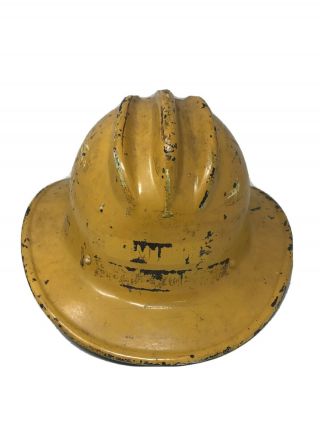 Vintage Yellow Fire Helmet Hard Boiled Hat Fiberglass E.  D.  Bullard Co S.  F.  - Usa