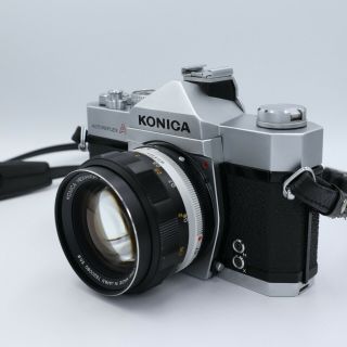 Vintage Konica Autoreflex A Film Camera With Konica Hexanon Ar 57mm F1.  4 W/ Case