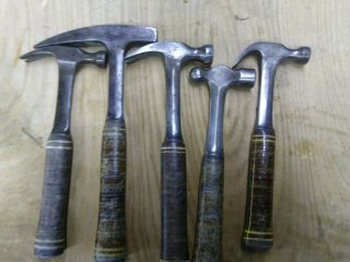 Vintage Handmade Leather Handle Estwing Hammer Set
