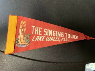 Vintage 1950’s Mini 7 Inch Pennant The Singing Tower Lake Wales Fl
