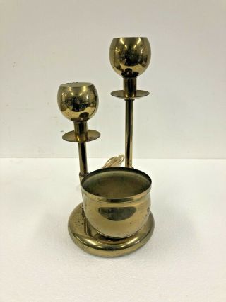 Vintage Planter Lamp Mid Century Modern Gold Brass Light Fixture Table Metal 50s