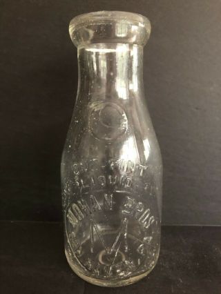 Vintage Mohan Bros.  Embossed Round Pt.  Milk Bottle,  Schuylkill Haven,  Pa