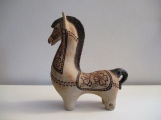 Londi Bitossi Style Horse Danish Mid - Century Modern Pottery Sculpture Signed